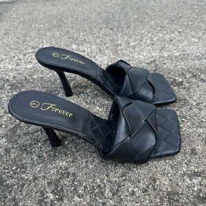 Brand new never worn medium length open square toe heels